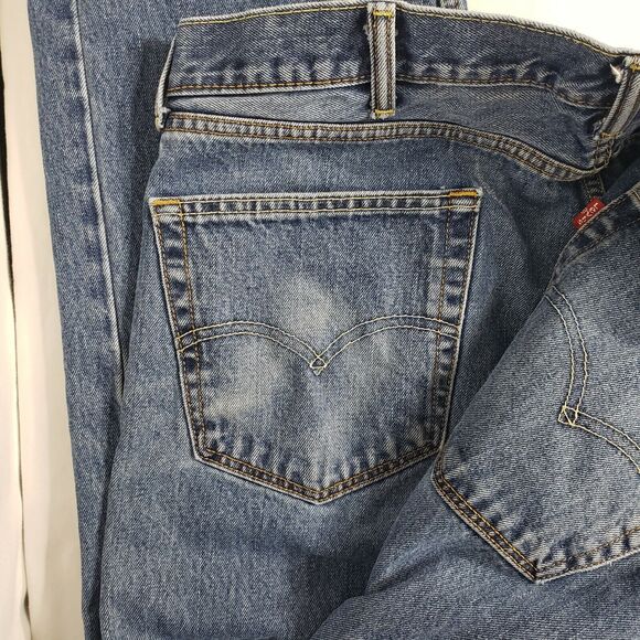 Levi's 505 Jeans Size 40 x 27 Regular Fit Straight Leg Medium Wash Denim Blue - Picture 7 of 11